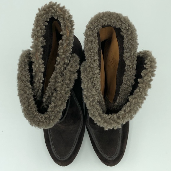 Joan & David Daflorita Suede Wedge Boots Dk Brown - Picture 6 of 8